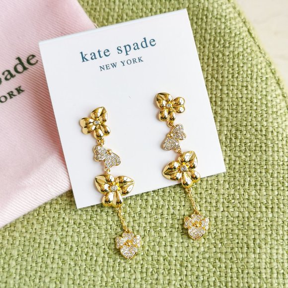 Kate Spade Precious Pansy Gold Linear Earrings